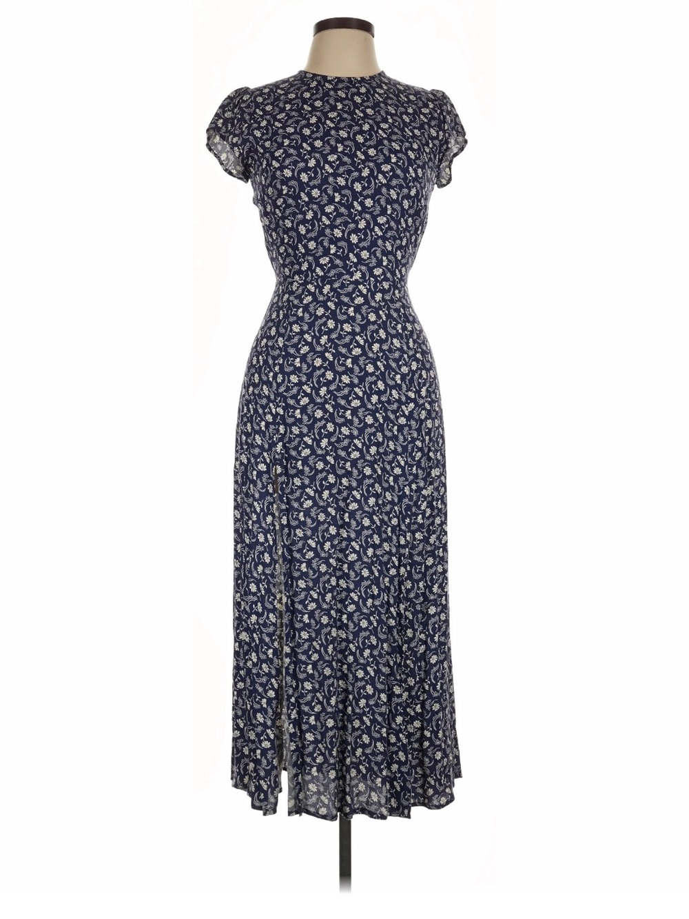 Reformation Navy and White Floral Maxi Dress